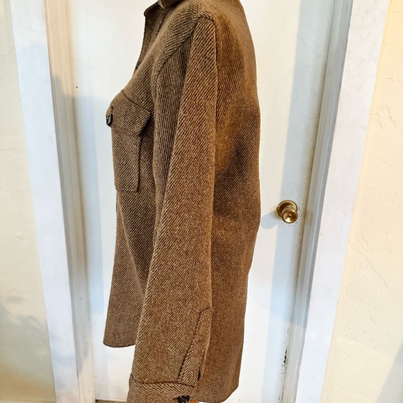 Vintage Woolrich Brown Wool Blend Button Down Jacket Tweed Twill Size S Womens - Picture 3 of 7